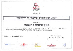 Costruzioni Tieni 1836 | Attestato Quality Building Manuela Meneghello