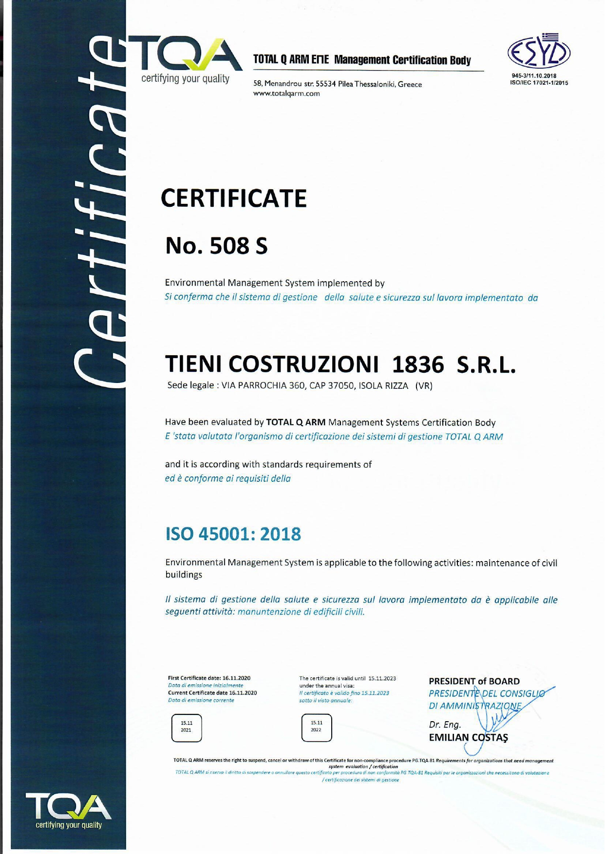 Tieni Costruzioni 1836 |Attestato il nuovo codice degli appalti negli enti locali e nelle società partecipate - Arch. Manuela Meneghello